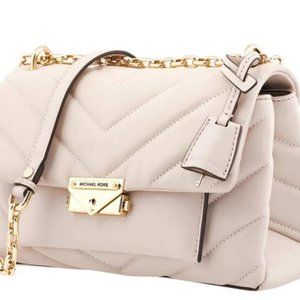 Michael Kors Cece Medium Quilted Leather Convertible Shoulder Bag in Soft Pink